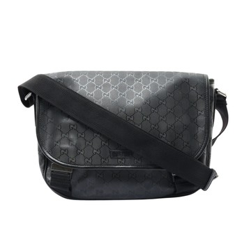 GUCCI 古馳 黑色 Imprime 帆布 郵差包 肩背包 201732 【二手名牌BRAND OFF】