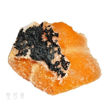 🍊橘色桿沸石與中沸石共生0612-18號 Orange Thomsonite with Mesolite 印度