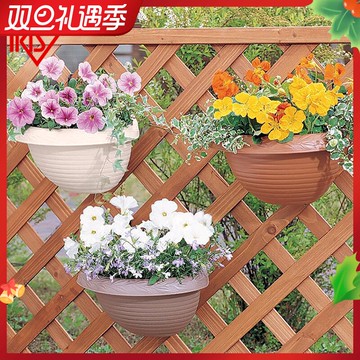 新款愛麗思陽臺壁掛花盆/印花樹脂盆/帶掛鉤花缽/250-360號 花盆