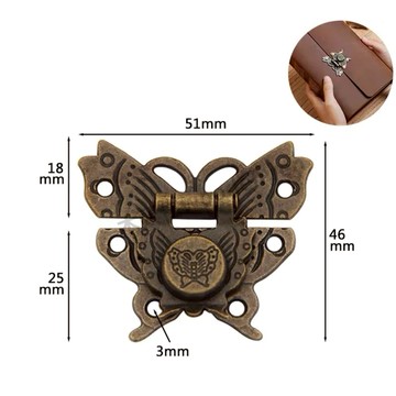 ［木頭仁］台灣出貨 合金鈕扣 蝴蝶木盒箱扣 皮包扣 仿古鎖扣 首飾盒鎖片 搭扣 紅酒盒鎖頭 五金配件