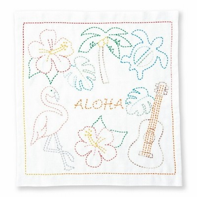 オリムパス 世界を旅する花ふきんキット 白 ALOHA メール便/宅配便可 　sk-390