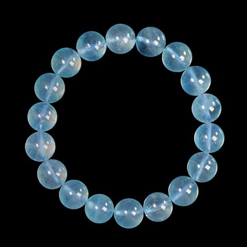 【正佳珠寶】海藍寶 頂級冰質透藍 10.8-11.3mm 海藍寶手珠