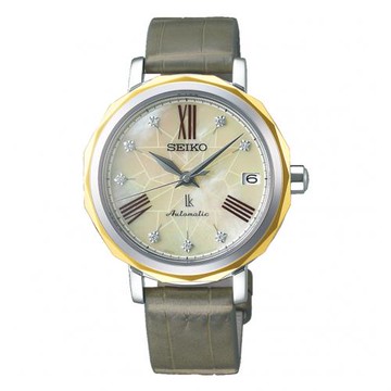 《SEIKO》精工 LUKIA 25週年限量 SPB138J1 羅馬字 貝殼面盤 鱷魚皮錶帶 機械女錶 6R35-00N0Y 綠/淺金 34.8mm