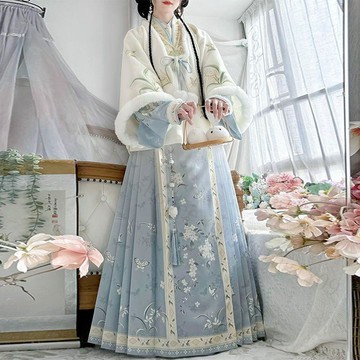 【錦棠】正品原創合領馬面裙 漢服女冬款加絨加厚 日常漢元素 漢服 馬面裙 馬面裙大尺碼 馬面裙套裝 漢服女改良 中式漢服