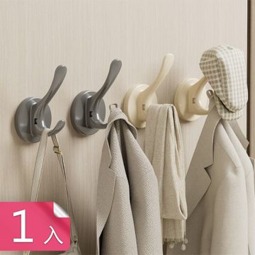 【荷生活】可水洗重複利用吸盤式衣帽掛勾 壁掛式靈活拆裝不留膠雙勾掛勾-1入組