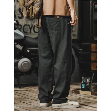 美式直筒休閑褲男士春秋季潮牌耐磨寬松大碼純棉長褲工裝褲子