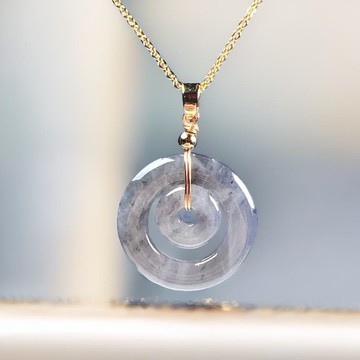 【願‧平安】冰烏雞母子平安扣吊飾14K包金 | 天然緬甸A貨 | 送禮