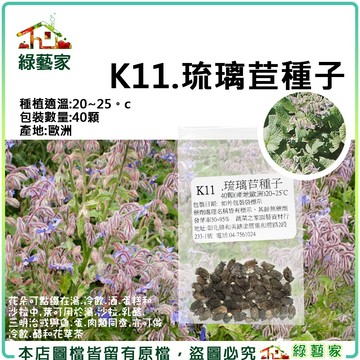 K11.琉璃苣種子40顆(花朵、葉可食用,亦可做冷飲.醋和花草茶,乾燥花可做薰香材料)香草類種子【綠藝家】