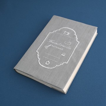 單色優雅・經典款刺繡書衣材料包－我的筆記本/手作筆記本