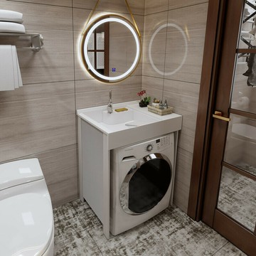 【含稅/免運】 太空鋁陽臺洗衣機柜子帶搓衣板衛生間小戶型洗衣柜一體浴室柜組合