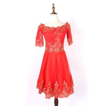 敬酒服新娘回門旗袍2022春秋夏款中式紅色結婚中長款修身顯瘦禮服