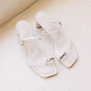 【1+1優惠】HS 金屬飾指環涼鞋 白色