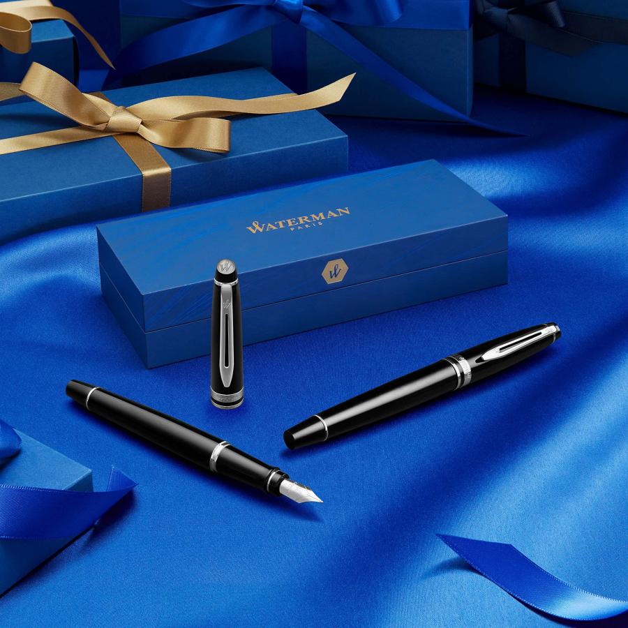 Waterman Expert Gift Box includes Medium Nib Gold Trim Fountain Pen Stainless Steel 万年筆 (並行輸入品)[並行輸入品]