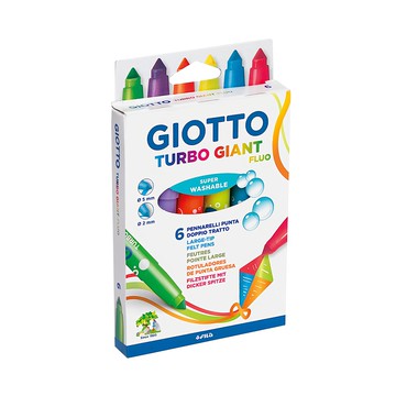 GIOTTO 超好洗 Turbo Giant Fluo彩色筆，粗細雙效  6色  1盒