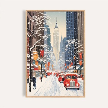 冬雪紐約大道 Snowy New York Avenue / 城市冬季掛畫 海報
