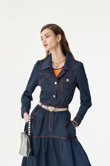 綴溫暖琥珀壓線上衣