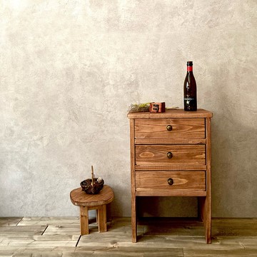 胸部沙發桌可愛四腿木質入口儲物櫃 3 層抽屜儲物架棕