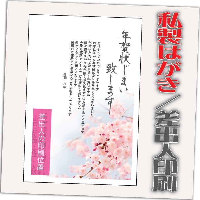 年賀状じまい 終活年賀状 年賀状辞退 私製はがき 20枚 2024年 差出人印刷込み（デザイン：T03）