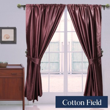 棉花田卡蜜拉素色壓花穿掛兩用遮光窗簾-晶漾紅(270x210cm)