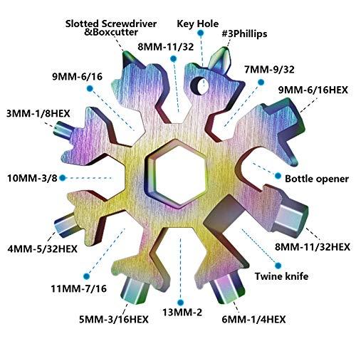 PCS Snowflake Multitool 18 in-1 Carbon Steel Snowflake Bottle Opener, Multi Tool Flat Phillips Screwdriver Wrench Kit for Outdoor Travel Campin