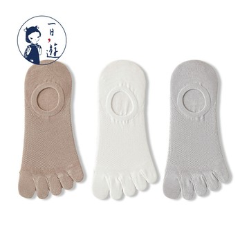 NicoFun 愛定做 3雙 五趾襪 透氣襪 隱形 針織襪 淺口防掉跟 分趾襪 船襪 抗菌 防臭(中性襪25-27cm)