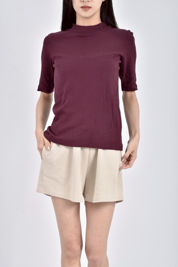 加購優惠(S) uniqlo棉質坑紋純棉紫色短袖上衣