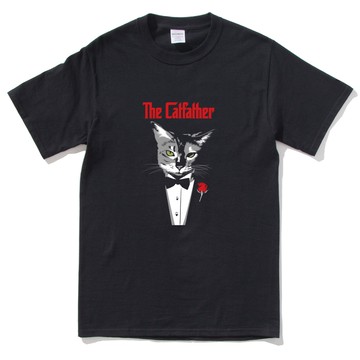 THE CATFATHER 中性短袖T恤 黑色 (現貨) 貓咪教父GODFATHER潮T班服設計插畫文創團體服社團活動