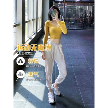 休閑褲運動褲女跑步褲速干長褲瑜伽褲衛褲顯瘦褲子健身跑褲白色
