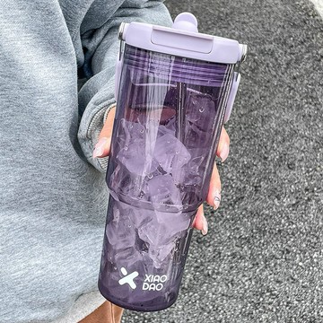 台灣現貨 韓國 大容量水杯 雙飲杯 帶手提 吸管水壺 質感水壺 可愛卡通 高顏值塑膠杯耐高溫便攜杯子 水壺 1000ml