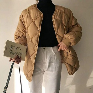 【巴黎精品】真 羽絨90%白鴨絨 羽絨外套鴨絨夾克-保暖禦寒菱形格短款修身純色女外套3色p1ah55