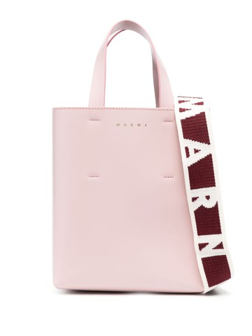 Marni - mini Museo leather tote bag - women - Polyurethane/Cotton/Calf Leather/Polyester/Calf Leather/Zinc/Aluminium/Ramie - One Size - Pink