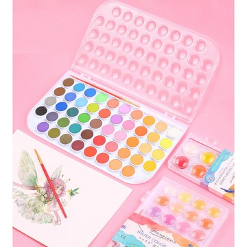 台灣現貨｜固體水彩 水彩粉餅 水彩顏料 彩繪工具 美術用品 初學者水彩 水彩用具 調色盤 24色 36色｜丹丹悅生活