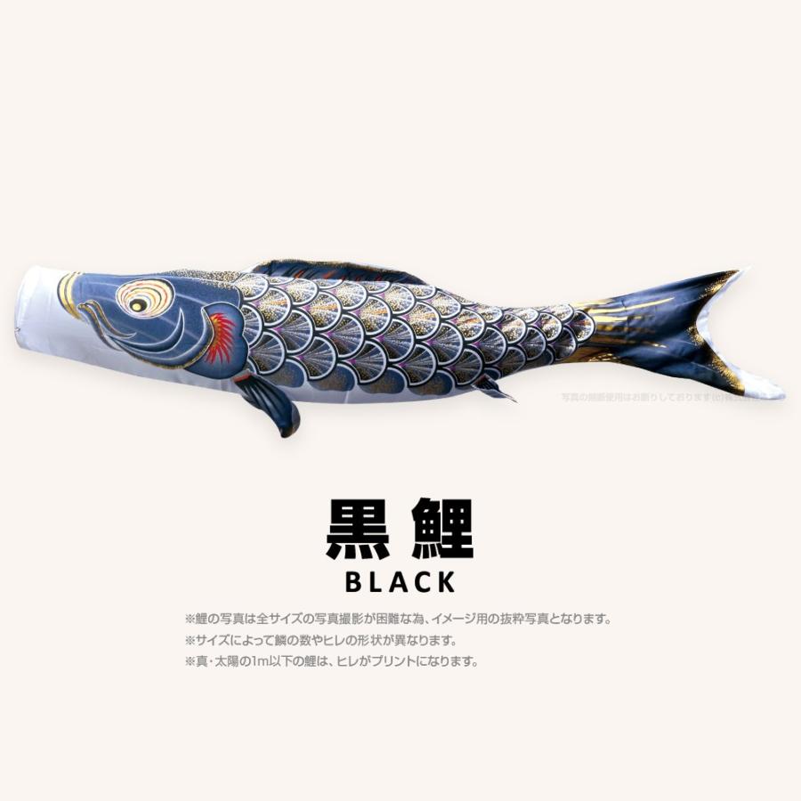 こいのぼり 単品 太陽鯉 8m 単品鯉 黒