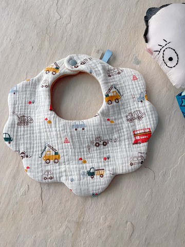 交通工具上班去     手工純棉八層紗花瓣圍兜/可雙面用