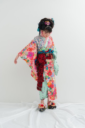 浴衣 Yukata 花卉 薄荷綠