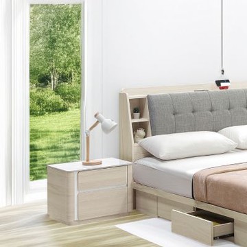 文創集 利奇1.8尺岩板二抽床頭櫃-55x40x46cm免組