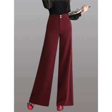 安可拉紅春夏秋新百搭高腰闊腿褲氣質中年媽媽跳廣場舞褲大腳褲子