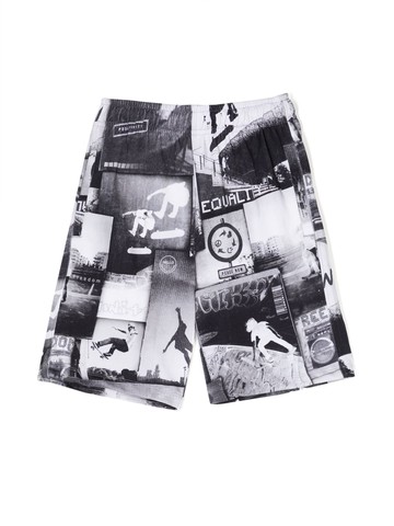 Molo - graphic-print cotton shorts - kids - Cotton - 116 - Grey