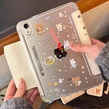 透明雙面Y折小熊 iPad 搭扣硬式樣 保護套 11 Air 7 6 5 Pro 11 Mini 6 7 A16 保護殼
