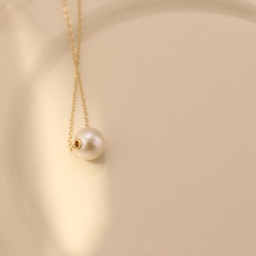 9-10mm 微瑕路路通珍珠項鏈 14kgf