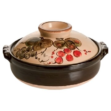 SAJI 佐治陶器 8號深型砂鍋 日本製 民藝葡萄 2.5L  1個  25.5cm