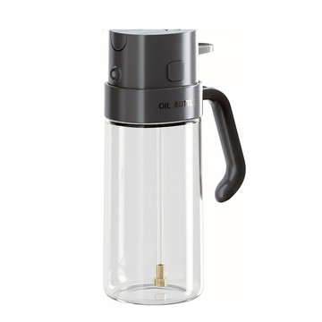 couselect 一鍵開蓋 噴倒兩用玻璃油壺 12.4 x 6.9 x 21.5cm 深灰色  550ml  1個