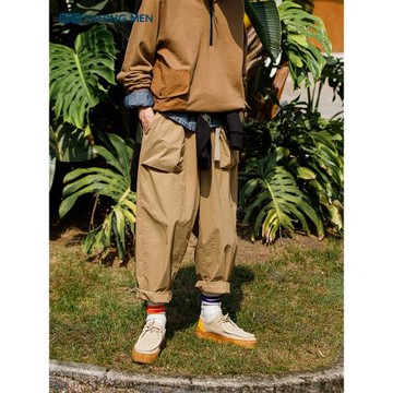 FISHING MEN春秋季日系潮牌工裝褲闊腿褲寬松直筒休閑褲哈倫褲男