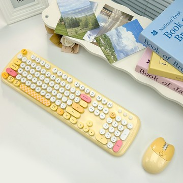 geezer無線鍵盤鼠標套裝黃色女生可愛卡通電腦辦公打字手感好鍵鼠【益三和】可開發票