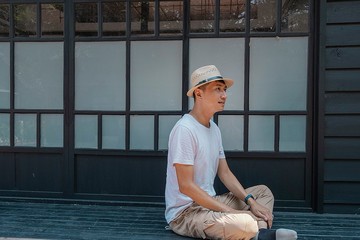 藺草編織 經典皮革紳士帽