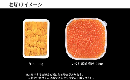 1768.  うに 100g いくら醤油漬け 200g ウニ チリ産 冷凍 いくら 二色丼 雲丹 イクラ 海鮮 海鮮丼 うに丼 いくら丼 いくら醤油漬け 送料無料 北海道 弟子屈町