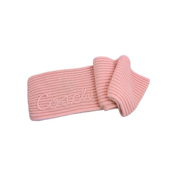 COACH泡泡粉針織立體LOGO羊毛圍巾(184x23CM)