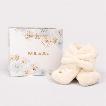PAUL & JOE 法式蝴蝶結仿皮草絨毛圍巾(米白色｜附品牌防塵袋與紙袋)