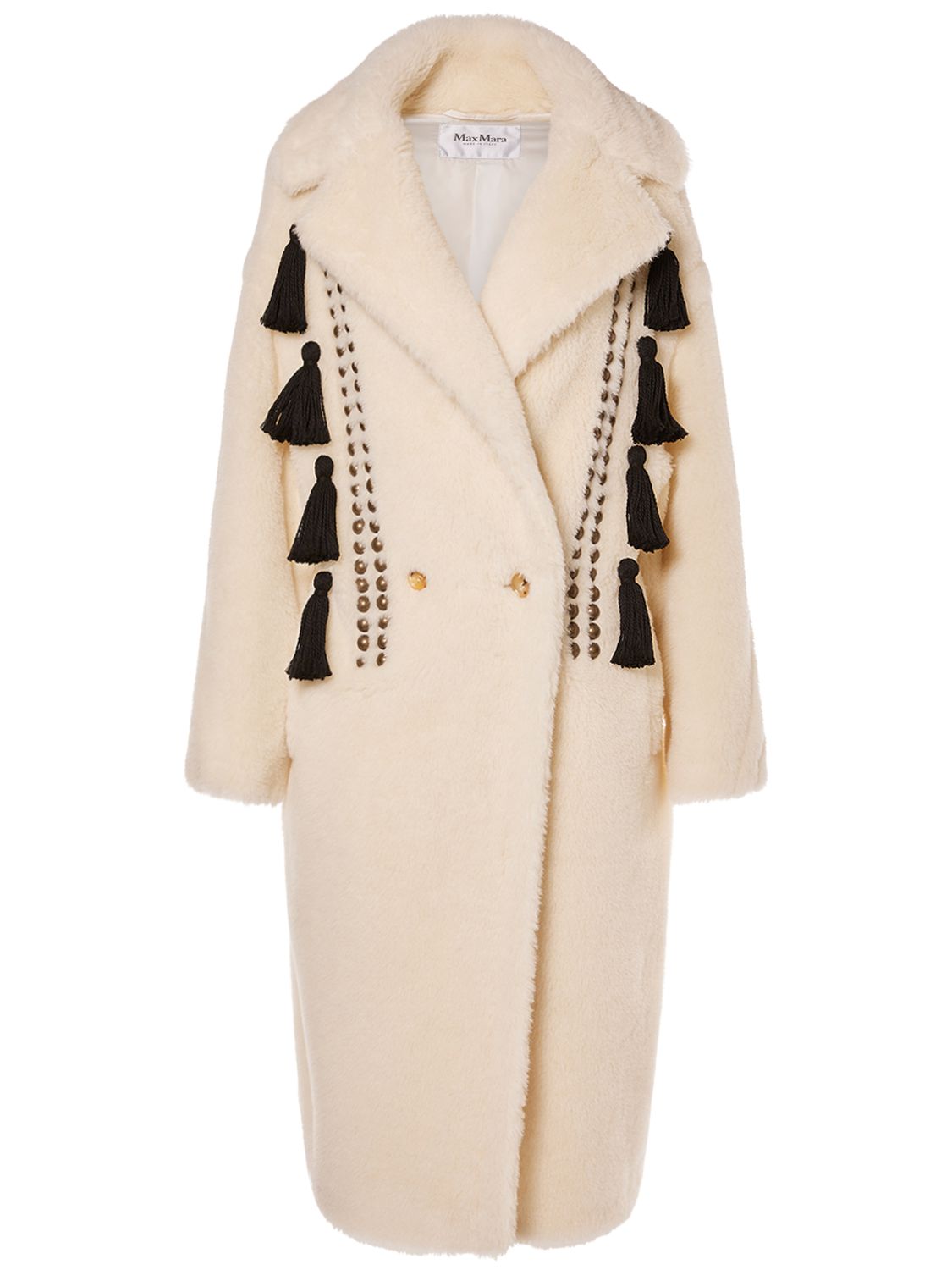 Demetra Wool Blend Furry Coat W/ Tassel