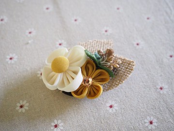 手作嬰兒女童白色拼花髮夾/髮圈